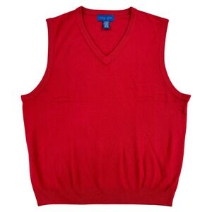 Towncraft Vintage Sweater Vest Men's XL Red Acrylic Pullover V-Neck Golf SOFT